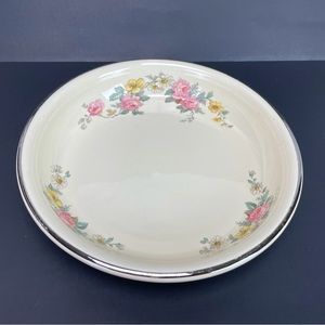 Vintage Homer Laughlin OvenServe Pie Plate Dish Virginia Rose De Lux Chromo Tone